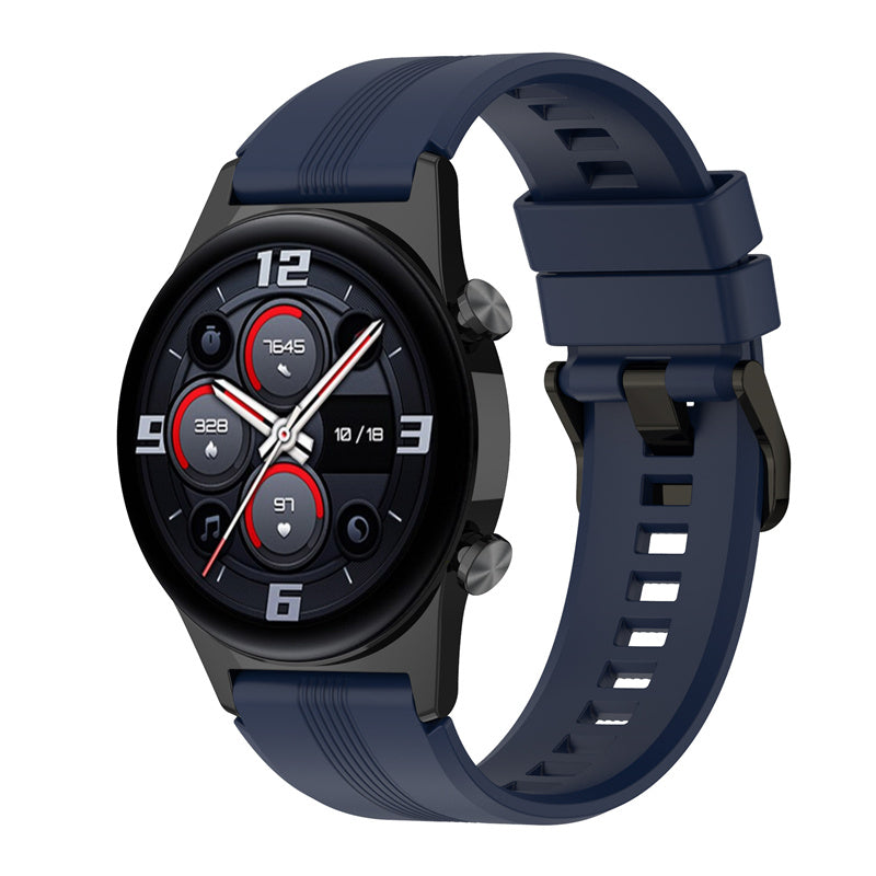 For Honor Watch GS3 Stripe Design Silicone Watch Strap 22mm Replacement Wrist Band with Stainless Steel Buckle For Honor Watch GS3 Stripe Design Silicone Watch Strap 22mm Replacement Wrist Band with Stainless Steel Buckle